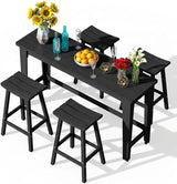 Ciokea 5 Pcs Outdoor Bar Height Table and Stools Set, 60" Extra Long Rectangle High Top Table and 4 Backless Bar Stools - Photo 1