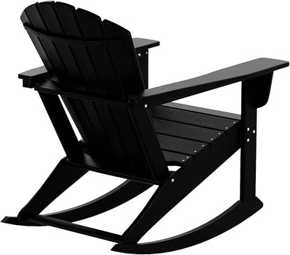 WestinTrends Dylan Outdoor Patio Poly Plastic Adirondack Rocking Chair, Black