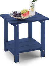 LUE BONA Adirondack Outdoor Side Table, 2-Tier Navy HDPS Patio End Table Weather Resistant, Morden Side Table for Patio - Photo 1