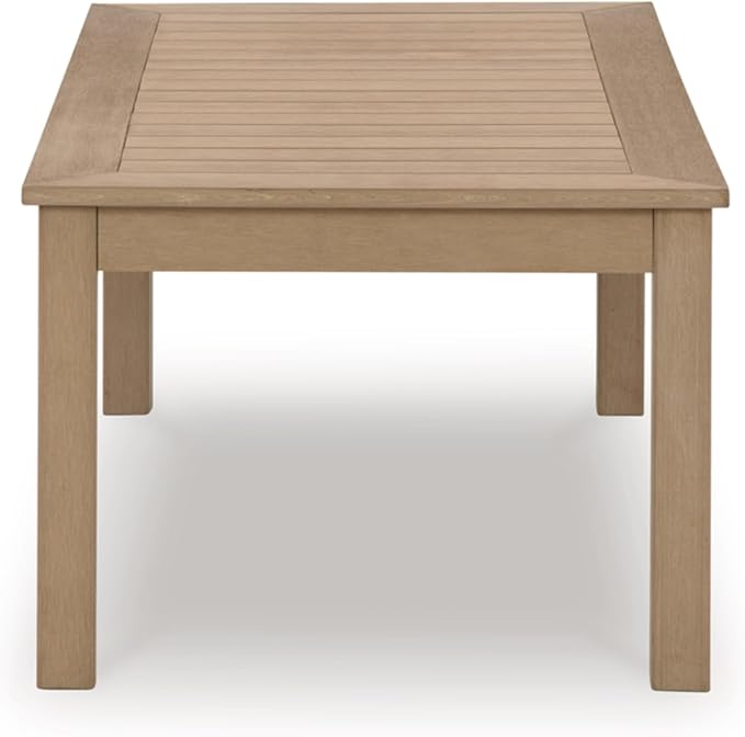 Signature Design by Ashley Hallow Creek Casual UV Resistant Resin Outdoor Coffee Table, Light Brown - Photo 8