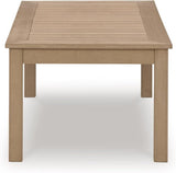 Signature Design by Ashley Hallow Creek Casual UV Resistant Resin Outdoor Coffee Table, Light Brown - Photo 8