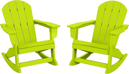 WO WESTIN OUTDOOR HDPE Laguna Outdoor Rocking Poly Adirondack Chair (Set of 2), Lime