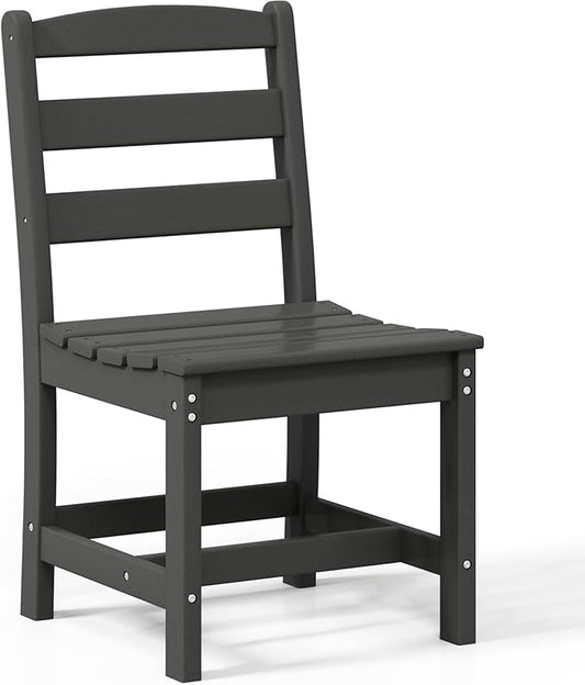 Costaelm Outdoor Dining Chair, Armless Patio Adirondack Chair, HDPE Poly Lumber, Waterproof Indoor/Outdoor Restaurant Bistro Dining Chair for Outside Porch Backyard Garden, Gray