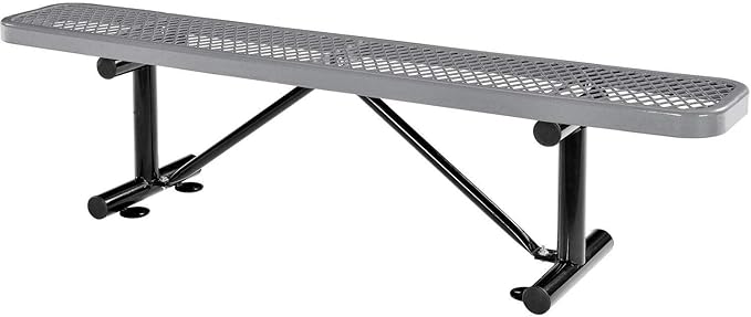 Global Industrial 6'L Heavy Duty Expanded Metal Mesh Flat Bench with Steel Frame, Portable Outdoor Bench, 1000 lbs Capacity, Gray, 72" L x 14-1/2"W x 18" H