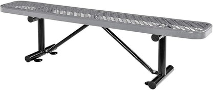 Global Industrial 6'L Heavy Duty Expanded Metal Mesh Flat Bench with Steel Frame, Portable Outdoor Bench, 1000 lbs Capacity, Gray, 72" L x 14-1/2"W x 18" H