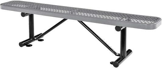 Global Industrial 6'L Heavy Duty Expanded Metal Mesh Flat Bench with Steel Frame, Portable Outdoor Bench, 1000 lbs Capacity, Gray, 72" L x 14-1/2"W x 18" H