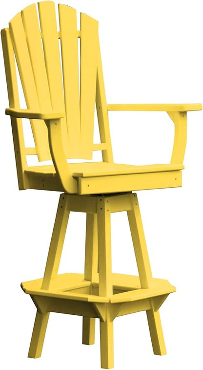 Poly Lumber Adirondack Swivel Bar Chair with Arms, Lemon Yellow