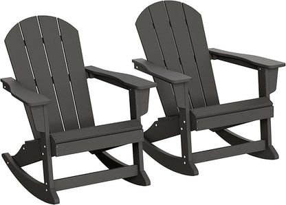 WestinTrends Malibu 2 Piece Set Outdoor/Patio Poly Adirondack Rocking Chairs (2 Seater), Gray