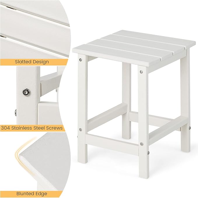 Tangkula Square Outdoor Side Table, Weather Resistant HDPE Adirondack Table - Photo 6