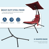 Indoor Outdoor Chaise Lounge, Patio ChaiseLounge with Removable Canopy & Built-in Pillow, Hammock Chair with Stand - Photo 5