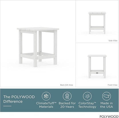POLYWOOD Long Island 18" Side Table, White