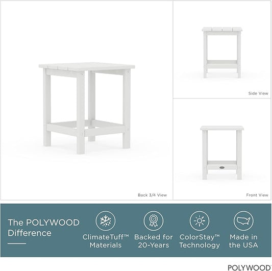 POLYWOOD Long Island 18" Side Table, White