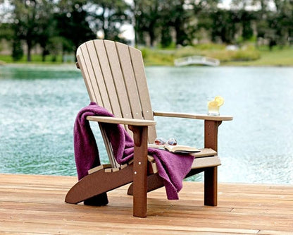 Leisure Lawns Poly Plastic Fanback Adirondack Chair, Outdoor Patio Chair - Amish Made in USA (Weatherwood)