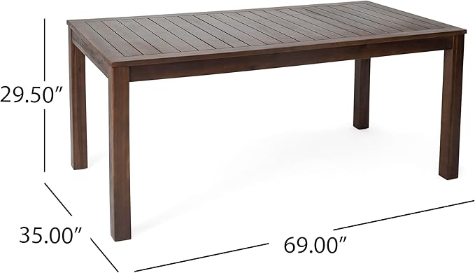 Merax Outdoor Acacia Wood Dining Table, All-Weather Patio Coffee Tables for Outside & Garden & Porch & Lawn & Backyard, Dark Brown