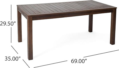 Merax Outdoor Acacia Wood Dining Table, All-Weather Patio Coffee Tables for Outside & Garden & Porch & Lawn & Backyard, Dark Brown