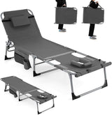 Giantex Tanning Chair, 330Lbs Patio Lounge Chair with 5 Adjustable Position, Face & Arm Hole, Hand/Shoulder Strap - Photo 1