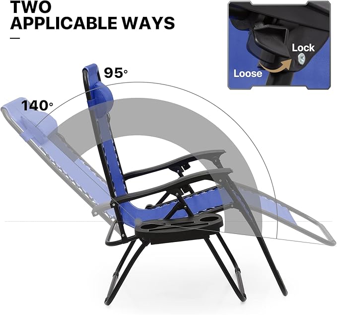 MoNiBloom Zero Gravity Chairs Set of 2 Outdoor Folding Patio Lounge Chairs for Outside Reclining Lawn Chairs Recliner - Photo 6