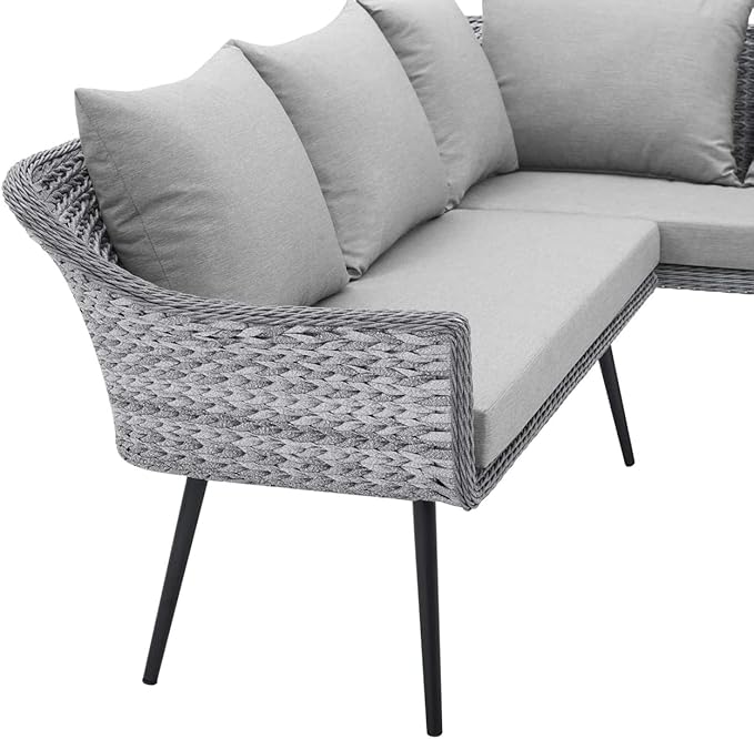 Endeavor Outdoor Patio Wicker Rattan Outdoor Patio Wicker Rattan Seating Set in Gray Gray - Photo 4