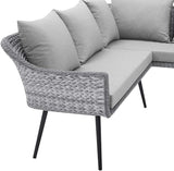 Endeavor Outdoor Patio Wicker Rattan Outdoor Patio Wicker Rattan Seating Set in Gray Gray - Photo 4