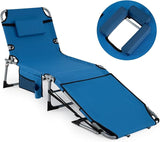 COSTWAY Tanning Chair with Face Hole, Folding Sun Bathing Lounge Chair with Armrest, Side Pocket & Protective Flap - Photo 1