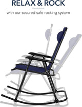 Best Choice Products Outdoor Folding Rocking Chair, Zero Gravity Lounge Chair, Patio Rocker w/Headrest Pillow - Blue - Photo 4