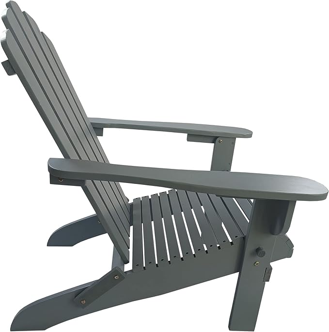 Outdoor or Indoor Wood Adirondack Chair, Foldable, Grey