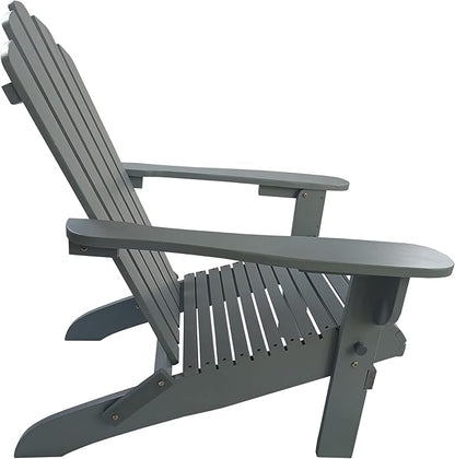 Outdoor or Indoor Wood Adirondack Chair, Foldable, Grey