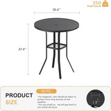 VICLLAX 35.5" Round Outdoor Bar Table, Bar Height Patio Table with Adjustable Umbrella Hole for Balcony, Black - Photo 3