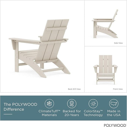 POLYWOOD Modern Adirondack Chair – All-Weather Outdoor Lawn Adirondack Chairs – HDPE, Fade-Resistant & Durable Outdoor Furniture – For Patio, Deck & Fire Pit Chairs – Sand