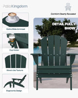 Green 6-Piece Folding Adirondack Chair Set with Cup Holders, Ottomans - Photo 5