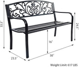 Giantex 50" Patio Garden Bench, Loveseats Park Yard Furniture, Black Steel Cast Iron Frame Chair - Photo 3