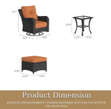 5 Piece Patio Furniture Set, All-Weather Wicker Outdoor Conversation Set with Swivel Rocking Chair and 6 Inch Thick - Photo 2