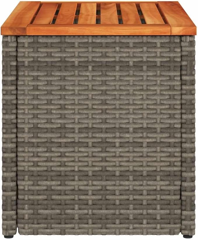 Set of 2 Outdoor Side Tables, Rectangular Patio End Table with Solid Acacia Wood and PE Rattan, Modern Garden Furniture for Backyard, Balcony, and Poolside