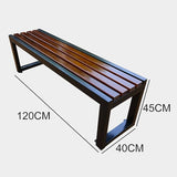 Garden Bench Park Slatted Seats Patio Loveseat, Outdoor Wooden Backless Porch Bench Metal Frame Chair - Photo 2