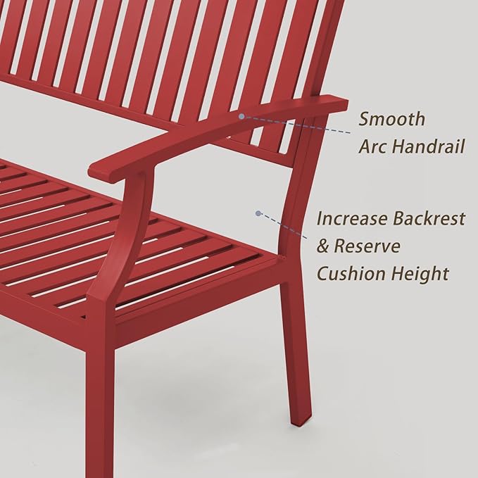 Outdoor Bench Weatherproof Aluminum Patio Garden Bench - Photo 4