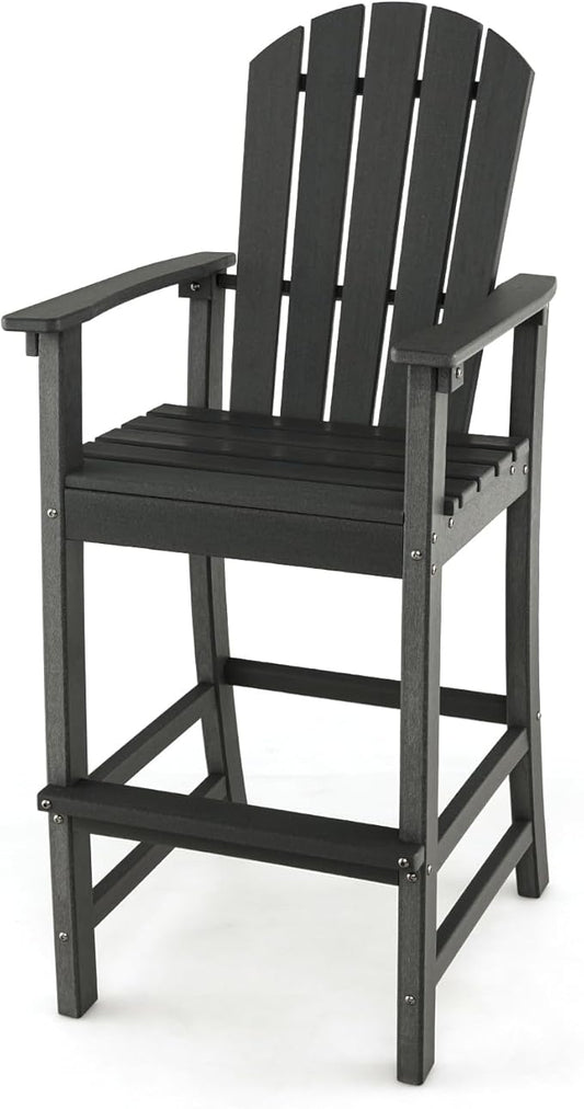 ORALNER Tall Adirondack Chairs, Outdoor High Back Balcony Chair, Weather Resistant HDPE Resin Plastic Bar Height Stools, 360 LBS Lifeguard Chair for Pool Patio Deck Backyard (1, Black)