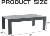 LayinSun Aluminum Outdoor Patio Coffee Table Modern Rectangle All-Aluminum End Table with Metal Frame - Photo 3