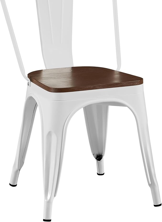 AC Pacific Stackable Metal Dining Chairs Set of 2 for Indoor and Outdoor Use, Durable Stacking Seat, Farmhouse Kitchen - Photo 6