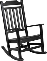 Flash Furniture Winston Set of 2 Rocking Chairs with Side Table - Black Poly Resin - Weather Resistant - Photo 7