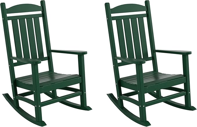 WestinTrends Malibu 3-Piece Set Outdoor/Patio Rocking Chairs (2 Seater), Dark Green