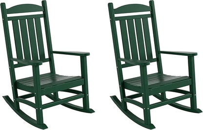 WestinTrends Malibu 3-Piece Set Outdoor/Patio Rocking Chairs (2 Seater), Dark Green