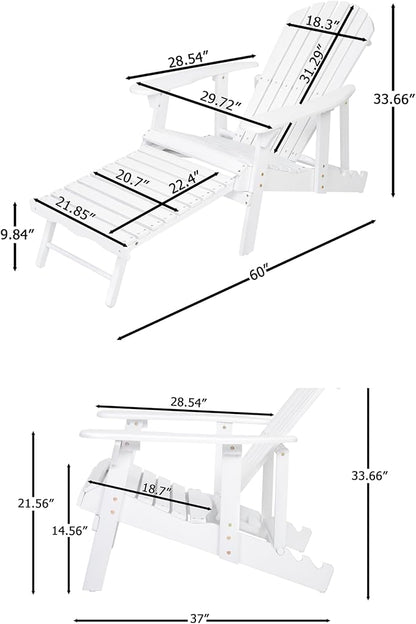 Malibu Adirondack Chair,Patio Seating,Acacia Wood,White-91