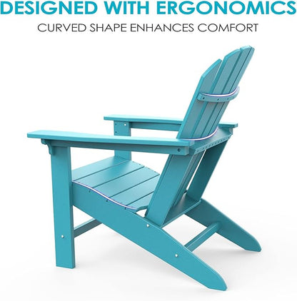 OTSUN Adirondack Chair, Large Lawn Chair, Outdoor Chair with Durability and Weather Resistance, HDPE Patio Chair for Yard, Porch, Garden, Deck, Swimming Pool, Blue