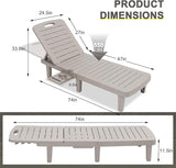CDCASA Outdoor Chaise Lounge Set of 4, Pool Lounge Chairs w/5 Adjustable Positions & Side Tray - Photo 6
