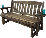 Amish Heavy Duty 800 Lb Mission Pressure Treated Porch Glider with Cupholders (4 Foot, Dark Walnut Stain) - Photo 1