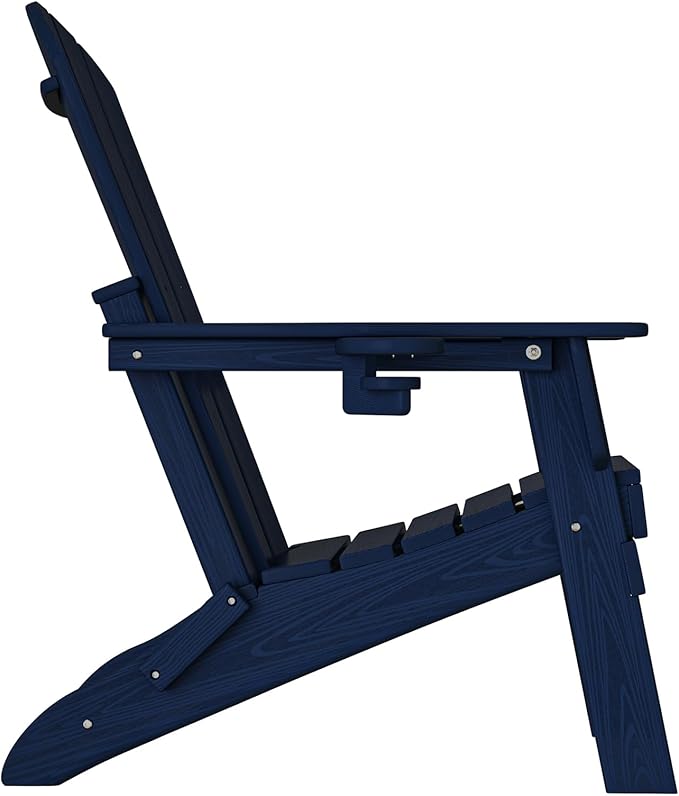 Plawdlik Folding Adirondack Chair, SGS Tested, Wooden Textured with Cup Holder - Photo 10