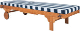 SAFAVIEH Outdoor Collection Newport Natural/ Navy & White Stripe Cushion Built-in Side Table Adjustable Chaise Lounge - Photo 8