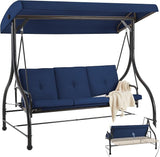 AECOJOY Porch Swing Chair, 3 Seats Porch Swing Adjustable Canopy Outdoor Swing with Stand Patio Swing Bed with - Photo 7