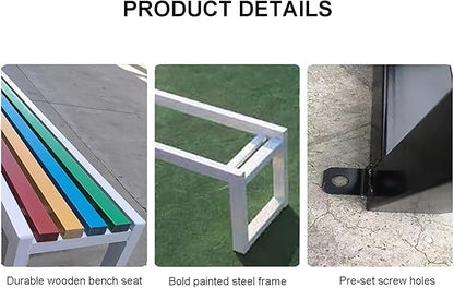 Wooden Patio Garden Bench Metal, Outdoor Park Benches for Outside, Waterproof Metal Garden Bench for Porch, Yard, Lawn, Balcony(Green,120cm/47in)