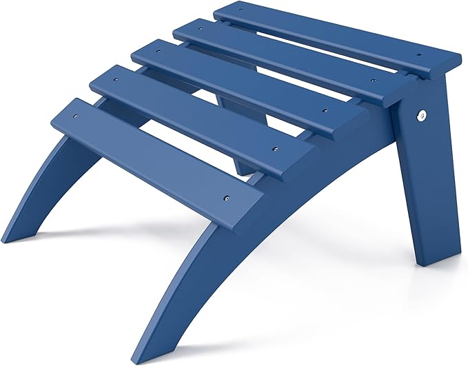 FOOWIN Folding Adirondack Ottoman, HDPE All Weather Adirondack Footrests, Ottoman for Adirondack Chair,Patio Footstool for Outside Easy Storage,for Patio, Backyard, Porch, Garden, Navy Blue
